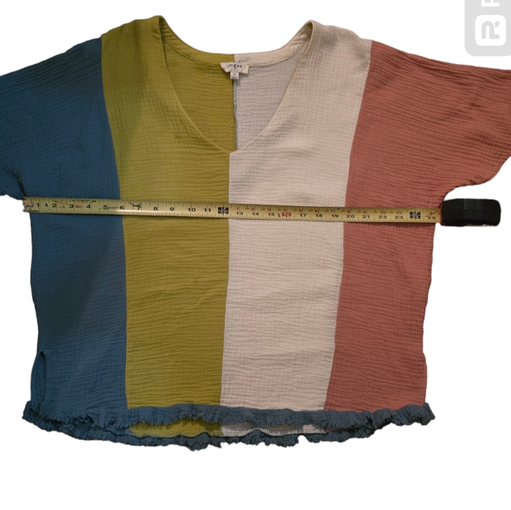 NWOT Umgee Color Block Cotton Gauze Top Size M - Picture 6 of 8